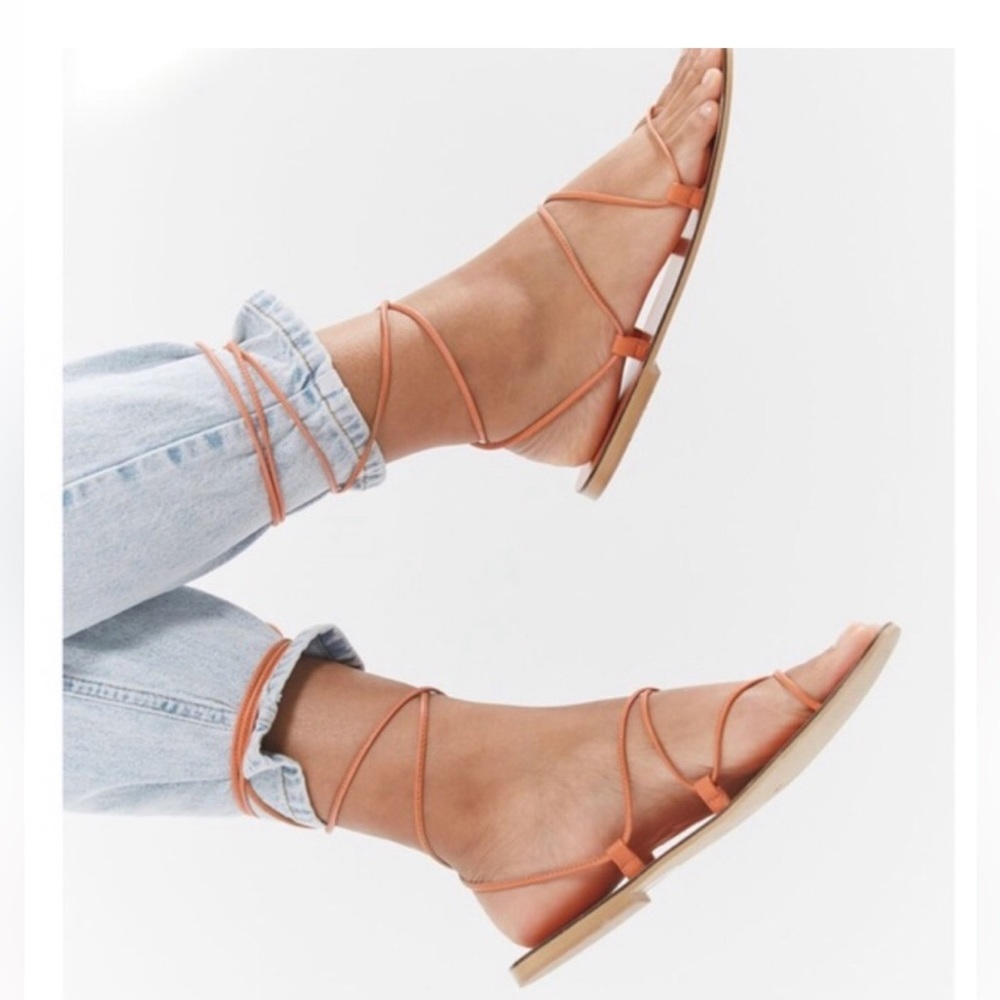 Urban Outfitters Orange Lace Up Sandals Size 9 Boho